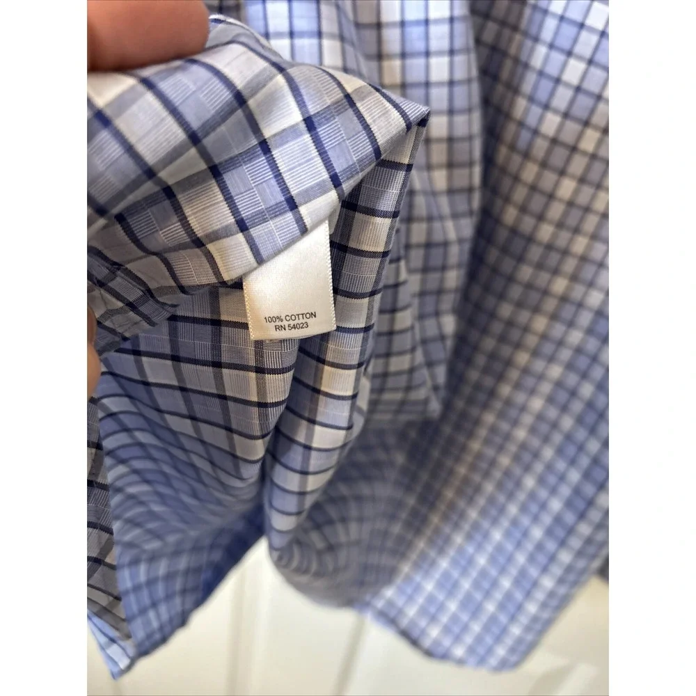 Banana Republic non iron slim fit men's‎ LS shirt size XL blue plaid